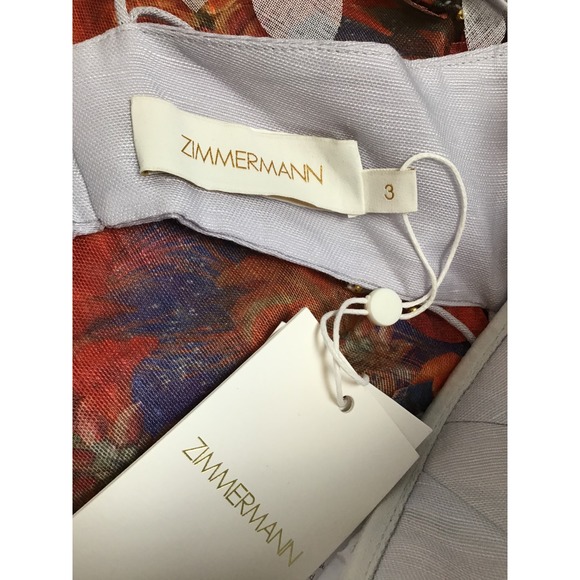 Zimmermann Wild Flower Botanica Petal Printed Linen-Silk Midi Dress Size 3 NWT - Picture 16 of 16